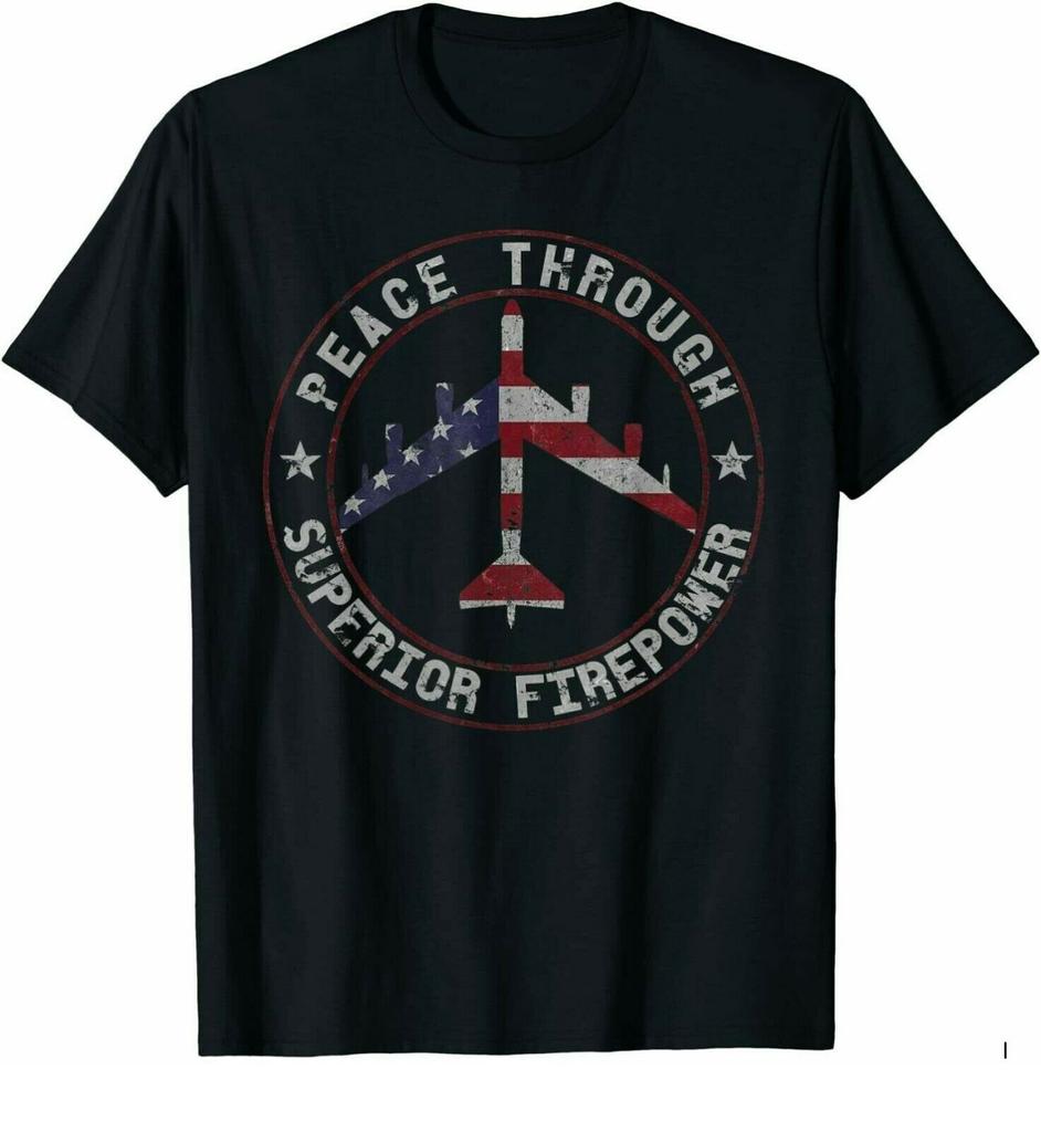 Tričko Peace Through Superior Firepower B 52 Bomber Vintage Unisex