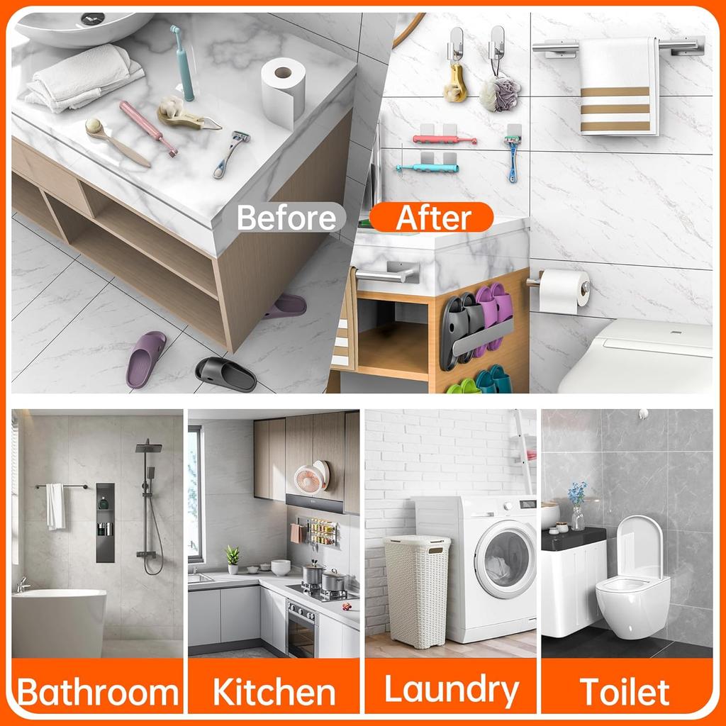 Towel Racks for Bathroom,QIYOOO 10pcs Upgraded Version Thickened SUS304 Stainless Steel Self Adhesive Towel Bar Set,Self-Adhesive/Drilled