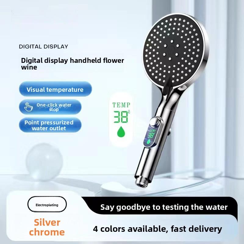 Alcachofa de Ducha de Mano con Pantalla LED de Temperatura Alcachofa de Ducha de Alto Flujo con 3 Modos de Ducha Ahorro de Agua de Alta Presión
