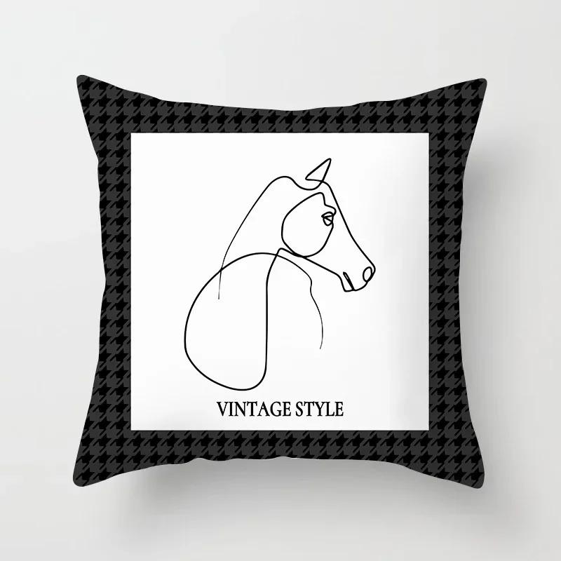 Nordic Orange Pattern Sofa and Bedside Pillow Cover Modern Simple Casual Waist Head Pillow Cushion Cover Pillows Decor Home 45cm