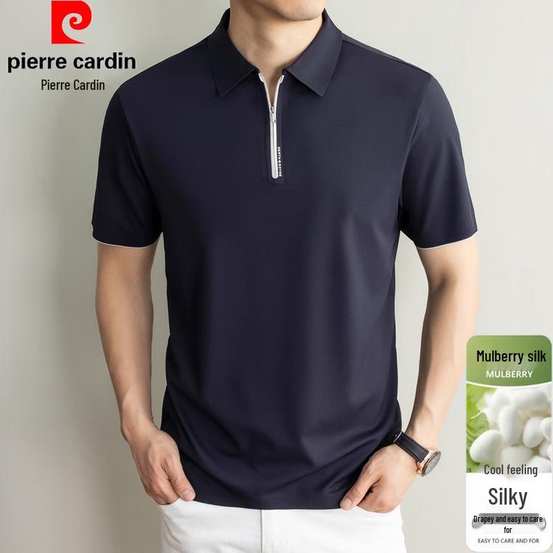 Pierre Cardin Men s Summer Old Money Style Zipper Polo T-Shirt 52