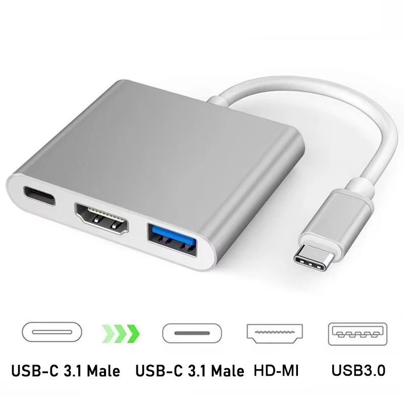 USB-C To HDMI 3 In 1 Cable Converter For Samsung Huawei Xiaomi USB 3.1 Type C To HDMI 4K Type C to USB Converter Adapter Cable