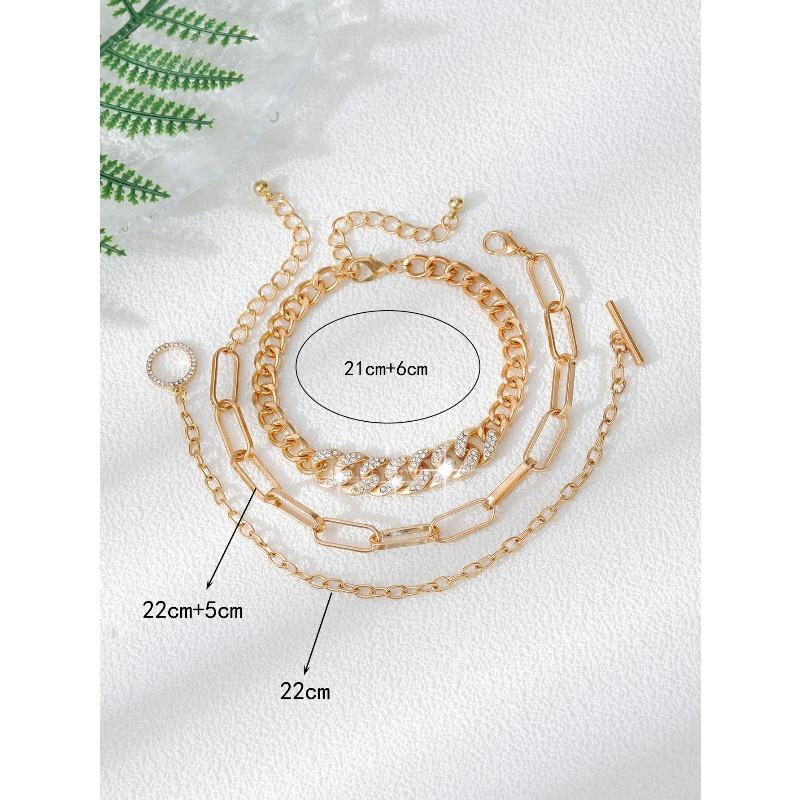 Meier Sweet and cool cross stacked anklet stylish full diamond cuban buckle multi-layer chain anklet for women