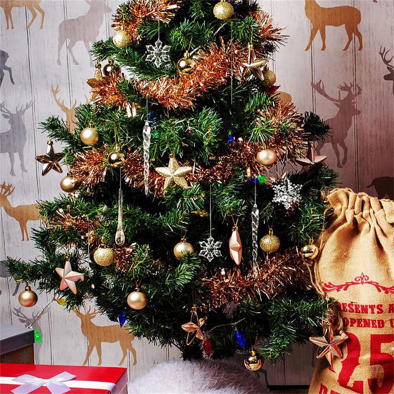 Christmas Decoration Icicles Acrylic Snowflake Icicle Ornaments 27/40pcs Fake Clear Lifelike Snowflake Bar Decorations Icicles