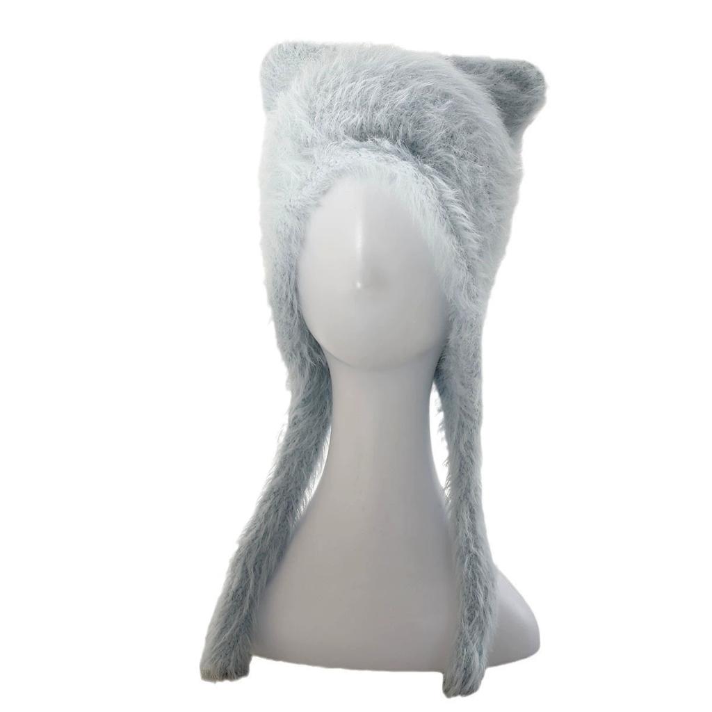 Cute Plush Hat for Women Autumn and Winter Outdoor Thickened Warm Imitation Rabbit Fur Windproof Ear Protection Caps