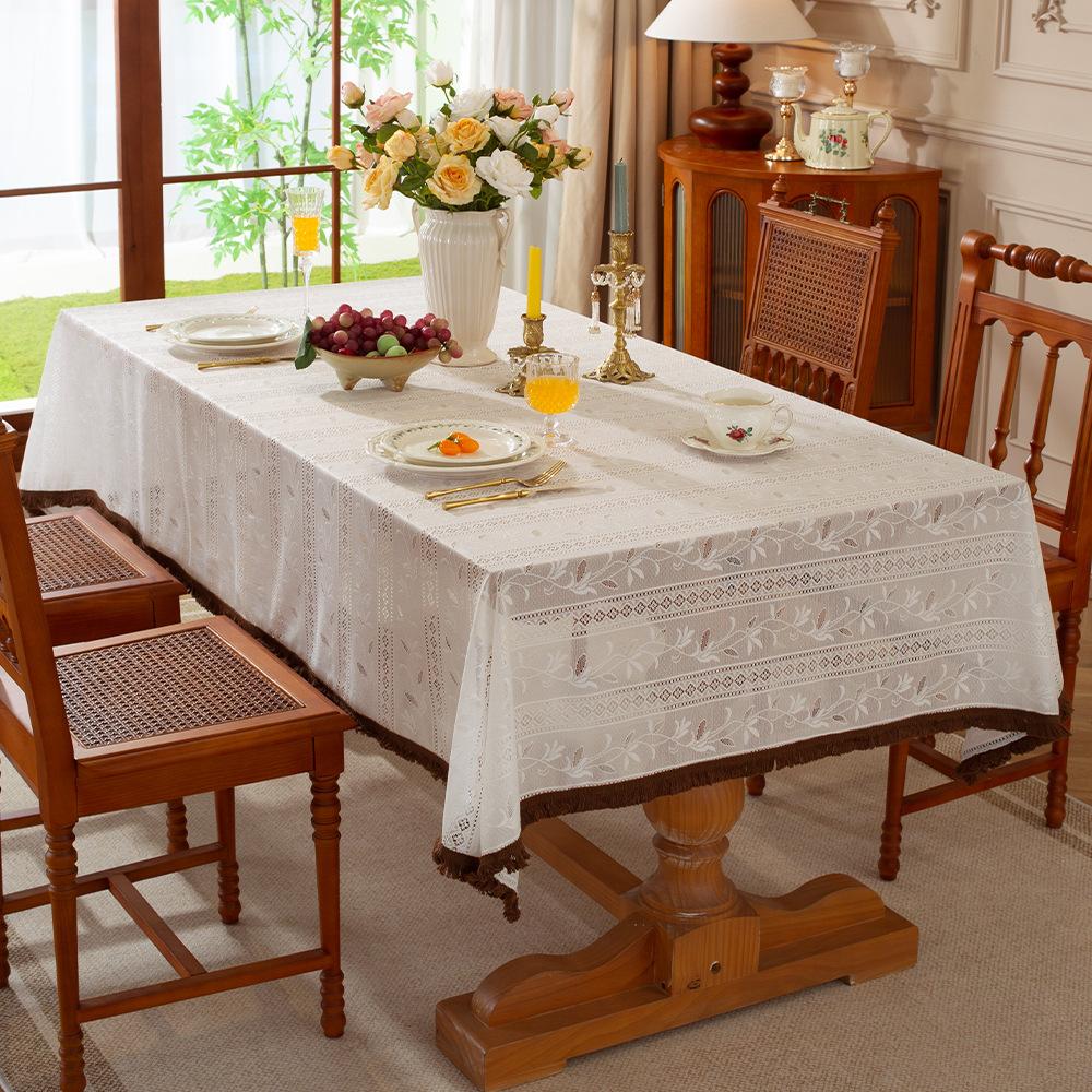 Yingchuang French Lace Tablecloth Relief Pattern Decoration Tv Cabinet Cover Cloth Restaurant B & B Hotel Fringed Table