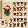 Pug Dog Advent Calendar 2025 24 Days Christmas Ornaments Cute Pug Hanging Decorations for Tree Funny Holiday Gift for Dog Lovers