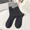 Meias de Bota Femininas Color-Block Meias Casuais Quentes e Grossas com Punhos Felpudos Meias de Cano Médio de Inverno para Tarefas Diárias, Esportes, Relaxamento em Casa