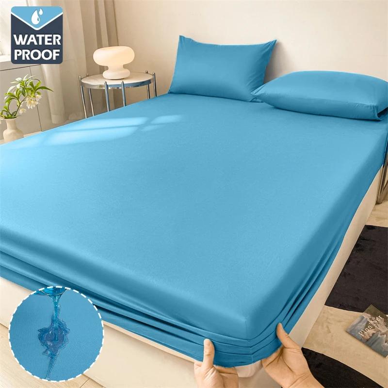 8 Colors, 9 Sizes Waterproof Bedsheet Comfortable Fitted Sheets for All Seasons Perfect for King Beds Soft Bedding Smooth Texture Mattress Protector
