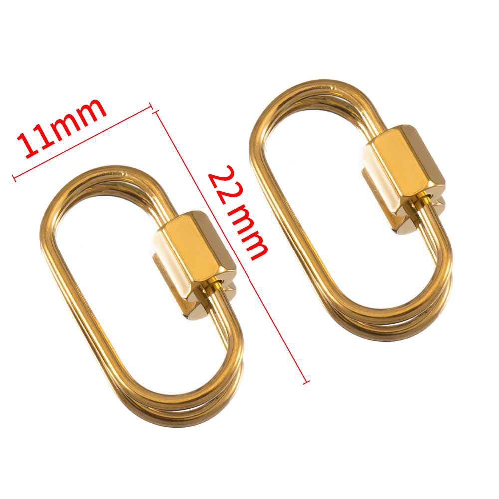5pcs Stainless Steel D Oval Heart Shape Locking Carabiner Screw Clip Link Hook For DIY Keychain Holder Necklace Jewelry Making