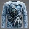 Halloween Men's 3D Printed Long-Sleeved T-Shirt Horror Skull Pattern Base Shirt Festival Gift Cosplay Men's T-Shirt Streetwear