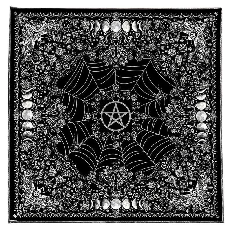 Divinations Tablecloth Moon Flower Star Astrology Tarots Card Tablecloth Altars Cloth Divinations Board Game Accessory A 60x60cm