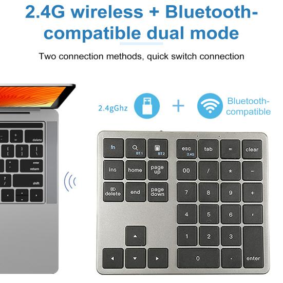 Tastiera numerica wireless compatibile con Bluetooth, 35 tasti, tastiera numerica silenziosa, computer portatile, tastiera numerica desktop, mini tastiera numerica