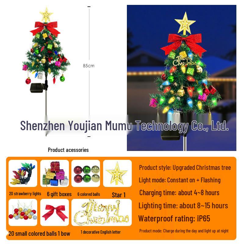 LED Solar Christmas Tree Lights: Outdoor Waterproof Decorative String Lights for Holiday Atmosphere in Courtyard and Lawn