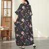 DIMANAF New 2026 Women Plus Size Spring Summer Beach Vintage  Floral Print Black Long Dress Loose Oversize Maxi
