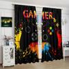 2 Panels Gamer Curtains for Bedroom Rod Pocket Video Game Gaming Graffiti Gamepad Controller for Residential Space Space Decor Window