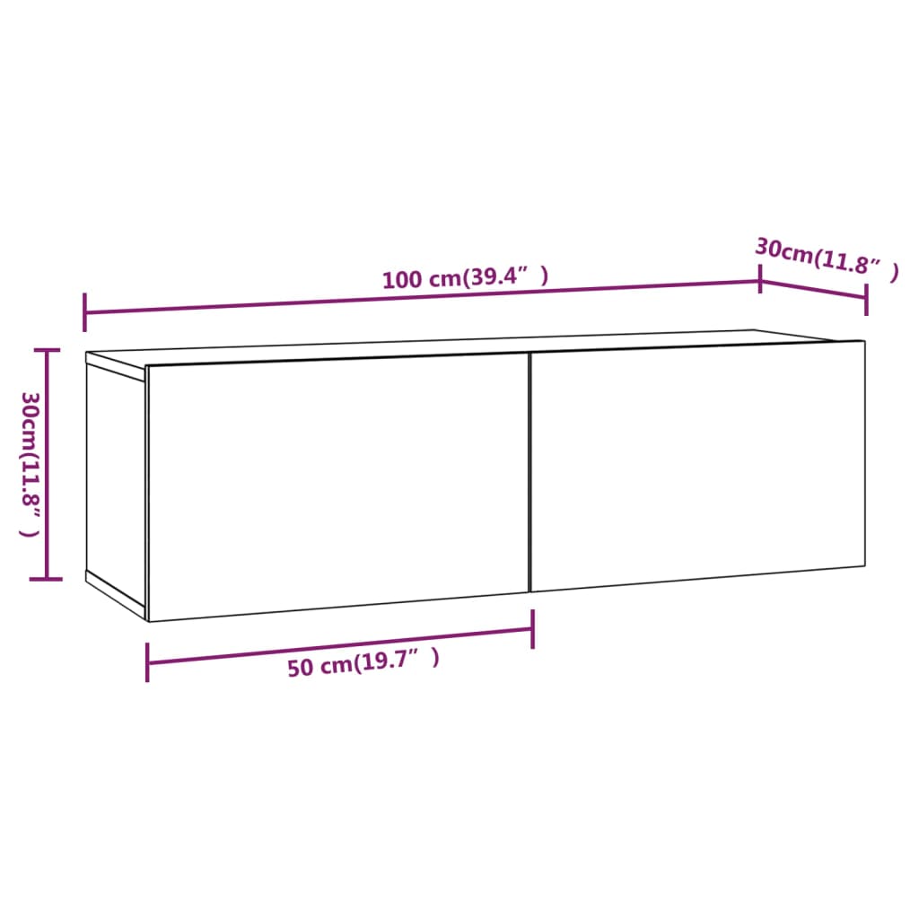 Vidaxl Szafki Ścienne Tv, 4 Szt., Dąb Sonoma, 100X30X30 Cm