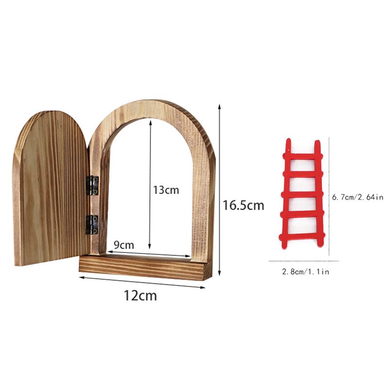 Fairy Cottage Wooden Miniature Dollhouse The Elf'S Fairy Door Mini Doors For Outdoor Yard Garden Elf Craft Decoration