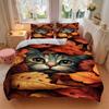3pcs Autumn Leaves Cat Duvet Cover Set - Includes 1 Duvet Cover and 2 Pillowcases, No Quilt Core, All-Season Home Decor yy251111039