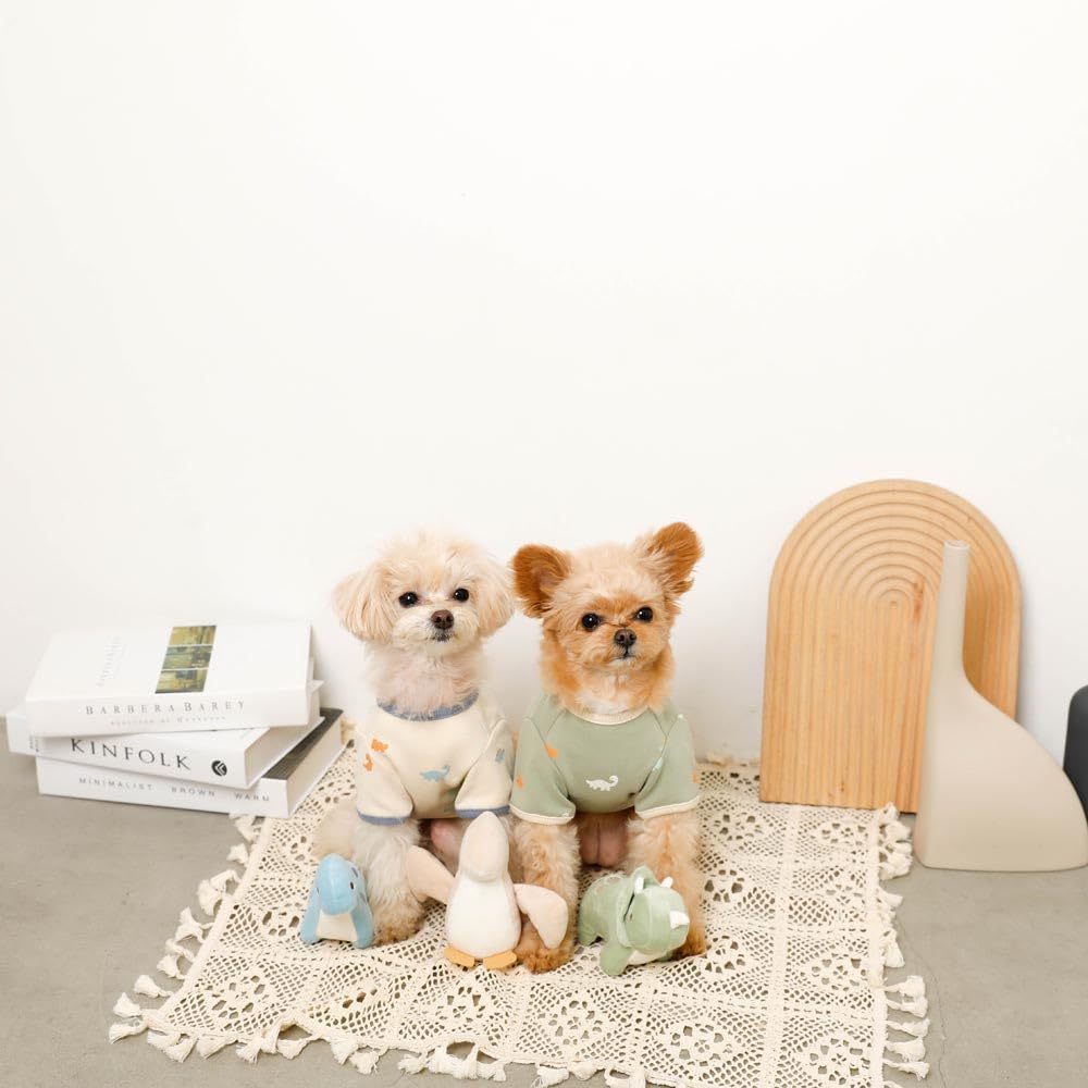 Friends Toy Dog Squeaky Toys and Chew Toys of Plush Toys with Sounds for Small Dogs monchéri [Dinosaur Set] (Set 3)