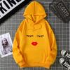 2025 Pretty Cute Eye Lashes Red Lips Print Women Hoodie Summer Casual Short Sleeve O Neck t-shirt Ladies White Hooded Sweatshirt