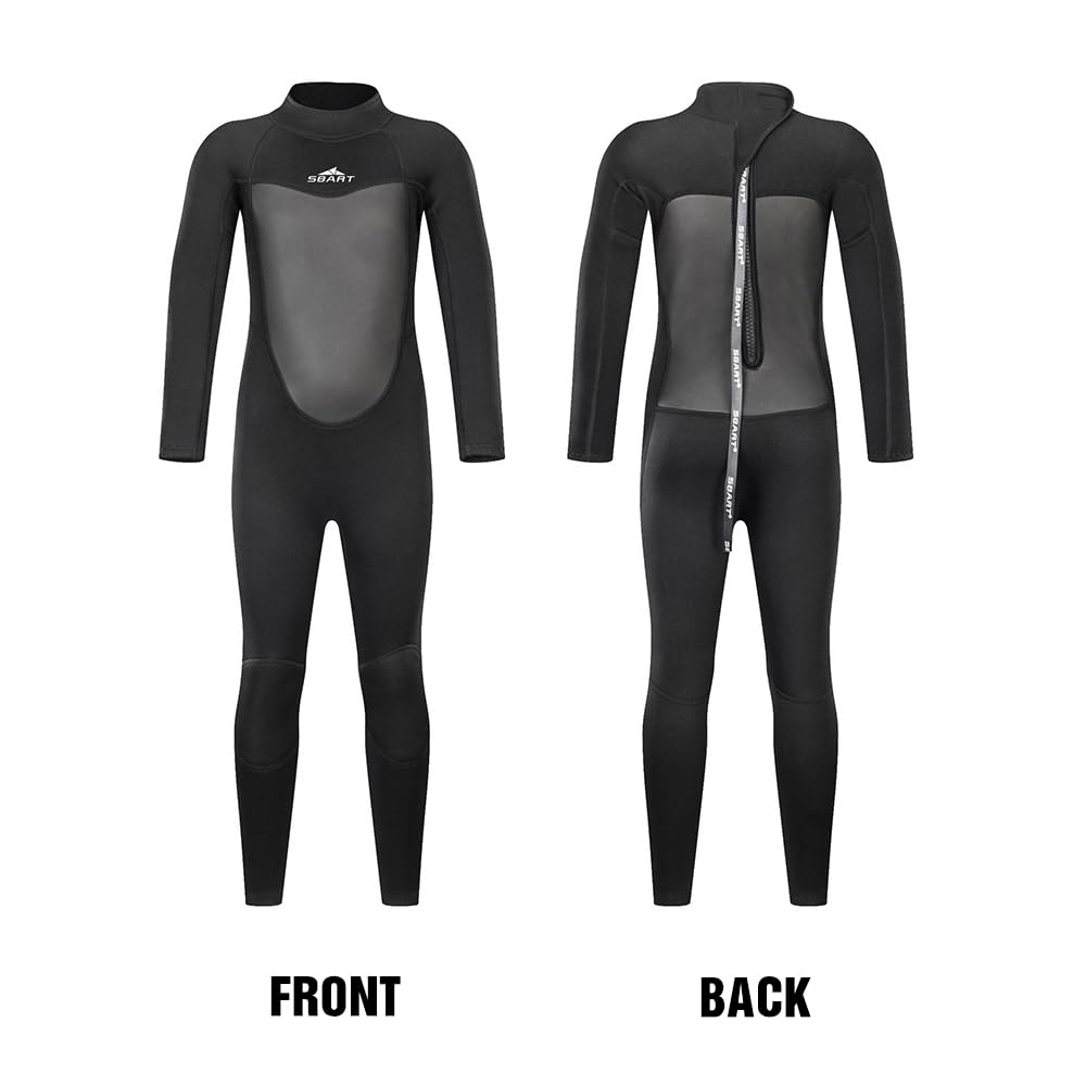 MORGEN SKY Kids' Back-Zip Wetsuit, Suitable for Children 80cm-150cm, 2mm Jersey Wetsuit, Junior Size 1282 (Long Sleeve Full Suit, Size M)