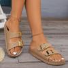 Fashion 2025 New Summer Open-Toe Womens Slippers Comfortable Double-Buckle Wedge Slippers Womens Casual Thick-soled Sandals