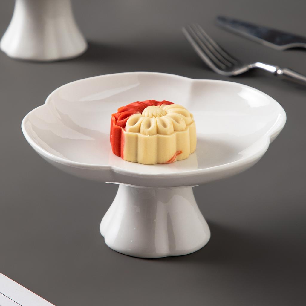 Dim Sum Plate Household Tall Plate Hotel High Value Snack Plate Around The Furnace Tea Refreshment Plate Creative Snack Tray