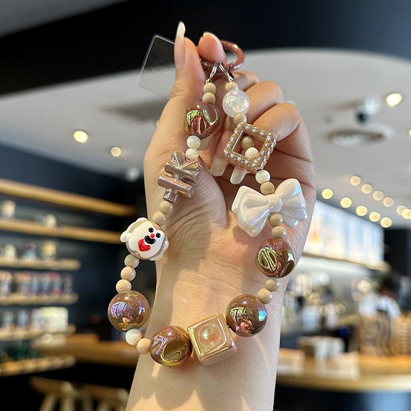 

Butterfly Bead Crystal Mobile Phone Lanyard Strap Hand-beaded Bag Pendant Fashion Car Keychain 4