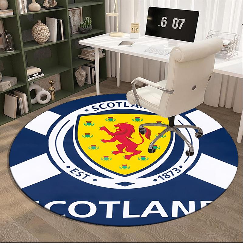Scotland's Lion Rampant Emblem Round Rug for Livingroom,Bedroom, Palyroom, Chair Rug, Area Rug, Circle Carpet, Fan Christmas Gift