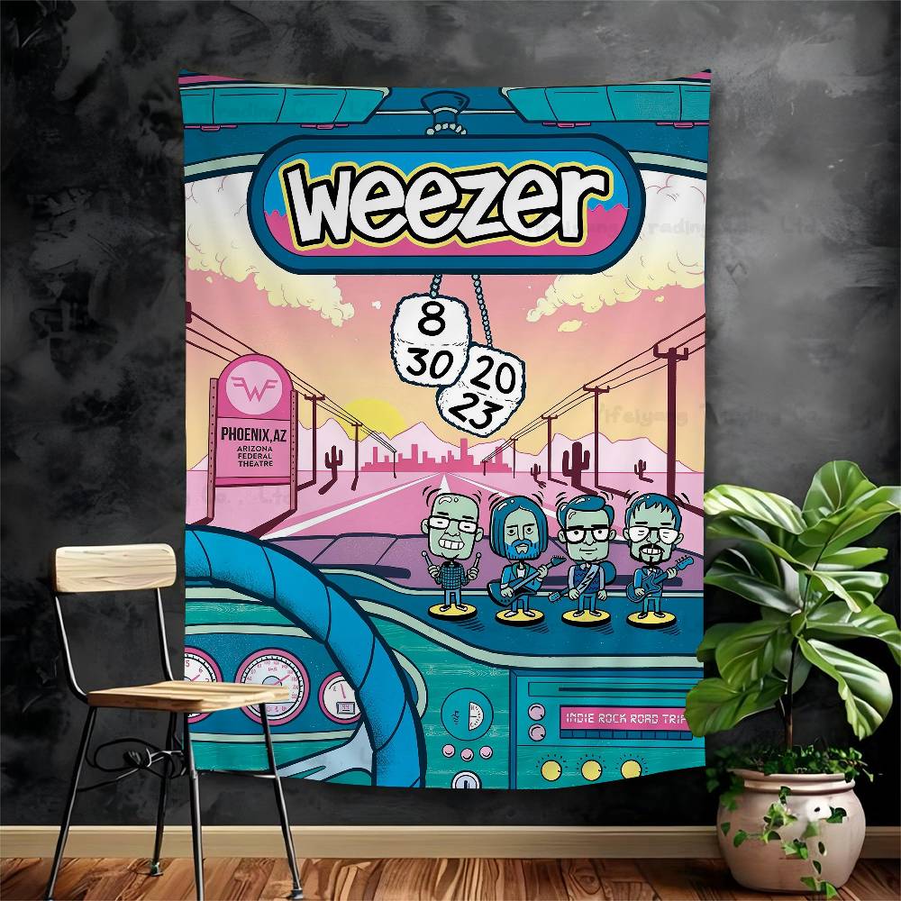 Weezer Music Band DIY Wall Tapestry Hanging Tarot Hippie Wall Rugs Dorm INS Home Decor
