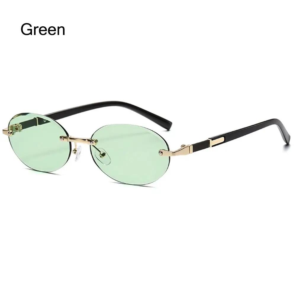 

Vintage Cut-Edge Oval Frame Sunglasses Frameless Street Style Hip-Hop Sun Glasses UV400 Protection Punk Shades for Women