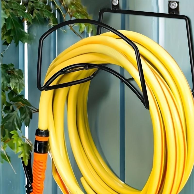Portatubo da parete in filo metallico, Organizzatore per riporre il tubo da giardino con telaio staccabile e vassoio porta attrezzi per ripostiglio esterno domestico