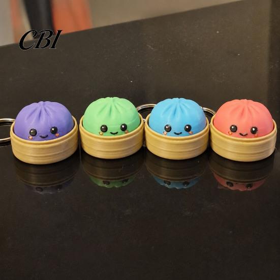 Soft Squishy Keychain Press Button Keychain, Steamed Bun Decompression Toy with Smiling Face Pattern, Slow Rebound Feel Portable Mini Stress