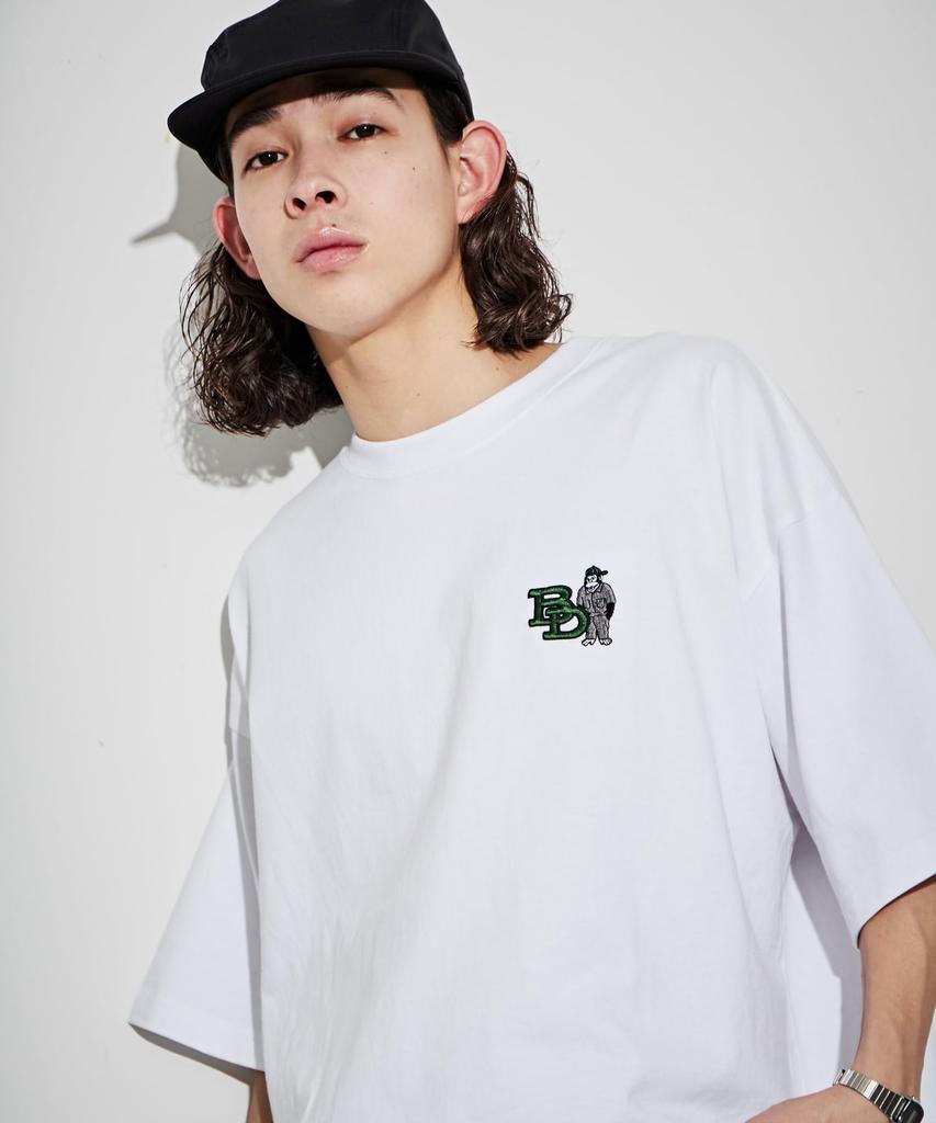 WEGO Ben Davis Short Long Street Oversized Loose Sizes Short White Men's Custom-Made T-Shirt, Sleeve, Sleeve, One-Point Embroidery, Style, Silhouette,