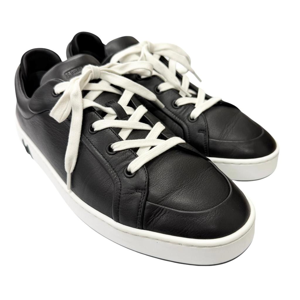 Great HERMES Low cut sneakers Kid H logo black leather mens 42 Used