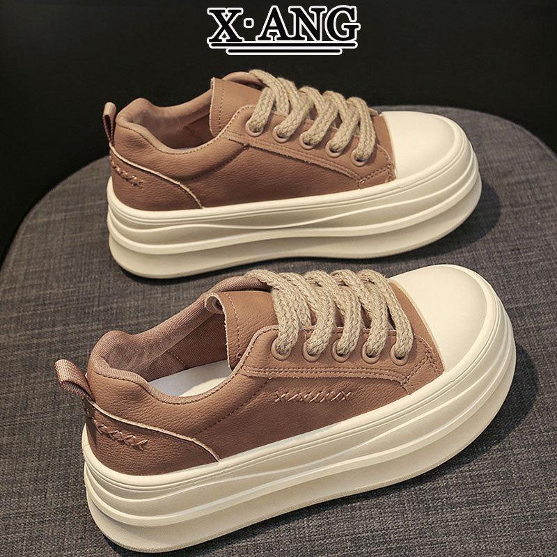 Leather board shoes women's thick-soled heightening little white shoes women's shoes autumn and winter new versatile casual sports shoes