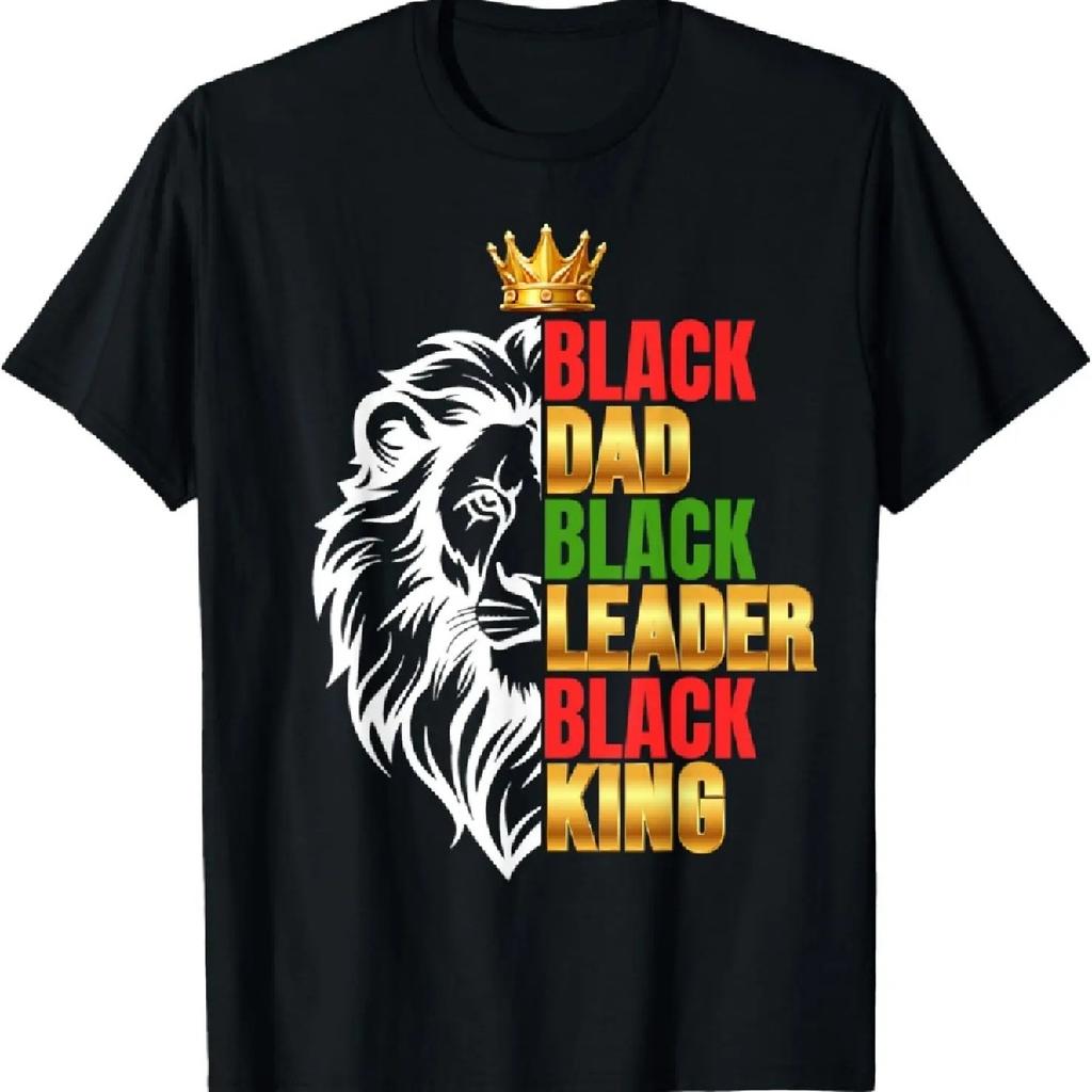 Black Men African Lion Father Day Dad Leader Black King T-Shirt