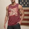 Canotta da uomo senza maniche con scollo rotondo con stampa 250 Anni Gilet Casual Muscle Fit 1776 2026 Grafica Leggera per l'Uso Quotidiano
