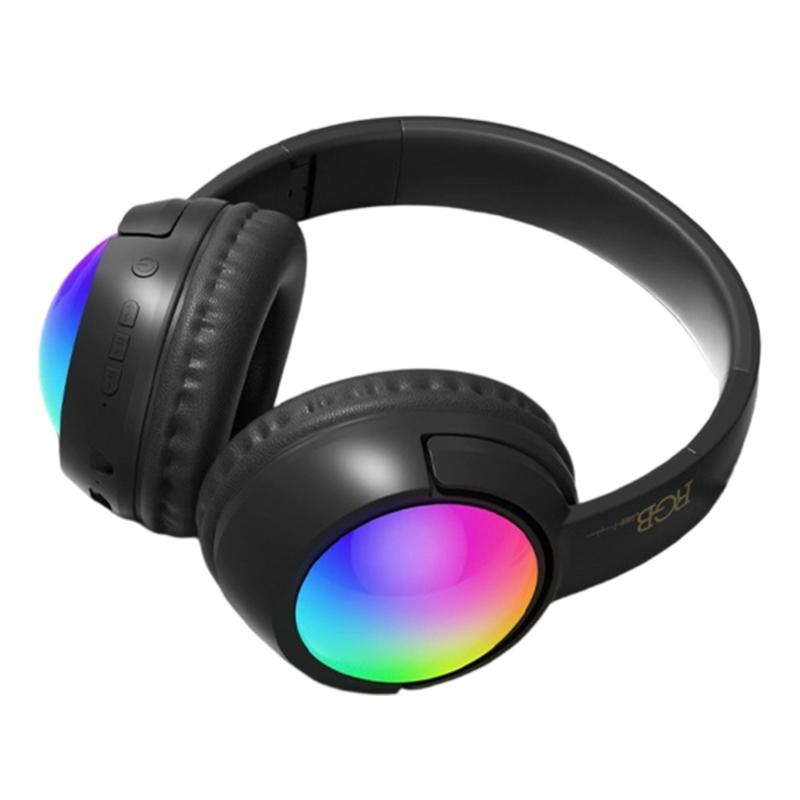 Foldable LED Gaming Headphone with Noise Canceling Bluetooth-compatible 5.4 Long Battery Life Auxiliary TF Card Support