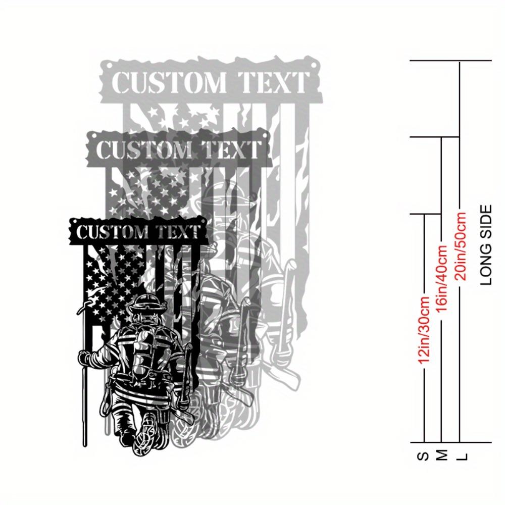 Custom Tailored US Firefighter Metal Wall Sign, Mountable Contemporary Style for Honoring Firefighters, Wall Sculpture