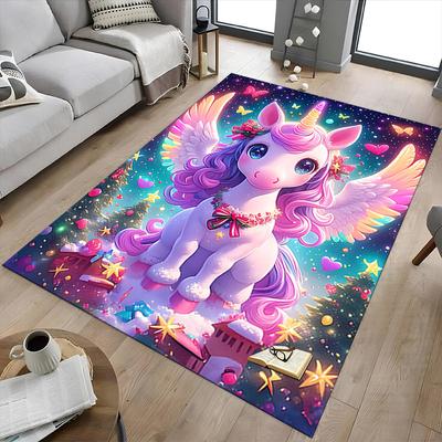 1 buc Covor de podea antiderapant, extra mare, cu tematică Unicorn Fantasy, pentru birou, familie, dormitor, studio, covor de zonă mare, covor de interior