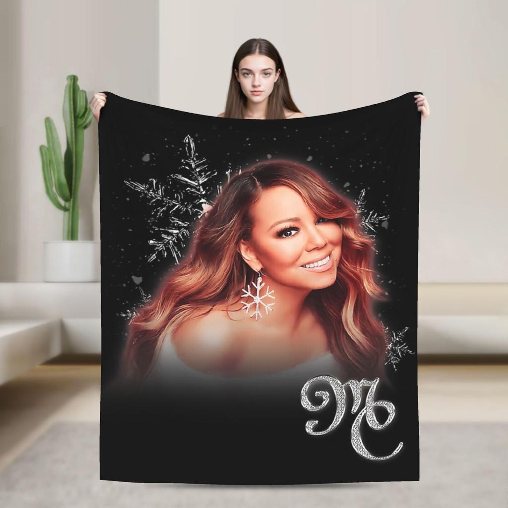 Mariah Carey Christmas Super Warm Blanket Camping Plush Throw Blanket Funny Home Decor Flannel Bedspread Sofa Bed Cover