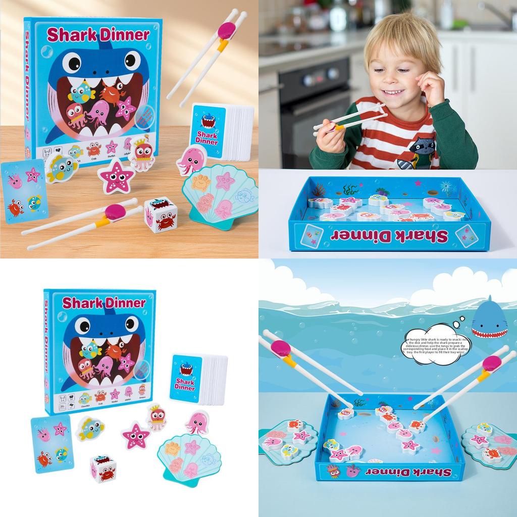 Shark Feeding Wooden Toy For Childrens With Fine Motor Skills Development