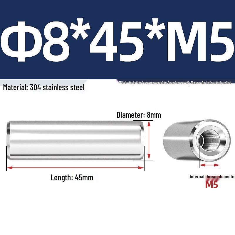 Pin Cilindric din Oțel Inoxidabil 304 cu Filet Interior M4/M6/M8 și Orificiu - Coloană de Suport și Ghidare