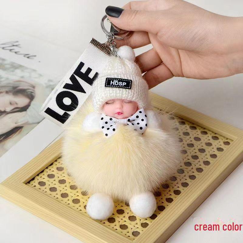 

Брелок для спящей куклы из натурального меха лисы