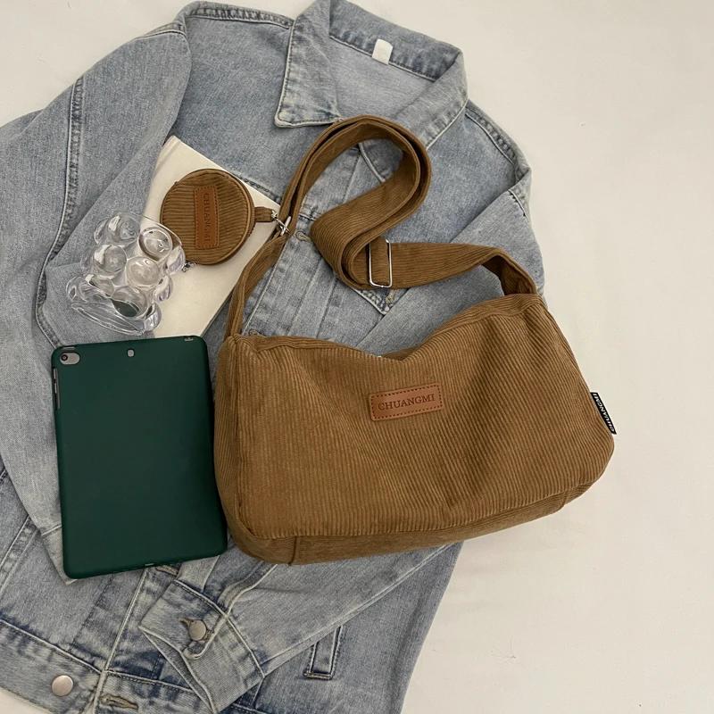Monochromatic velvet women's shoulder bag large capacity casual crossbody bag quality bags
