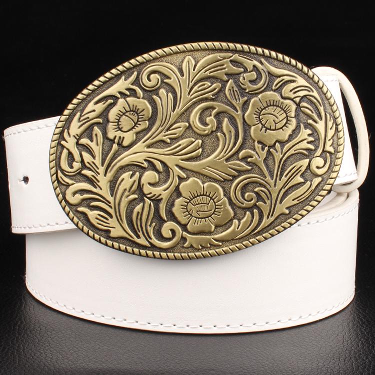 Fashion Women Belt Retro Floral Pattern Flower Design Arabesque Pattern Golden Floral Popular Element Girdle Women Gift