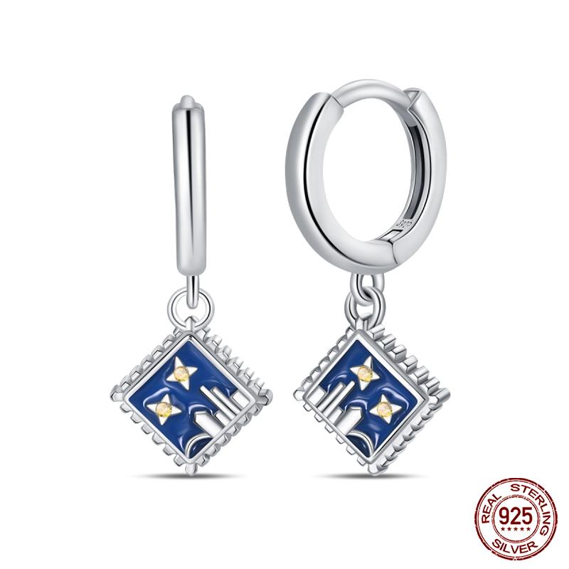 Modische leuchtende Glühwürmchen-Ohrringe 925er Sterlingsilber Lila Schmetterling Welle Fischschwanz Anhänger Ohrringe Feiner Party-Schmuck Geschenke