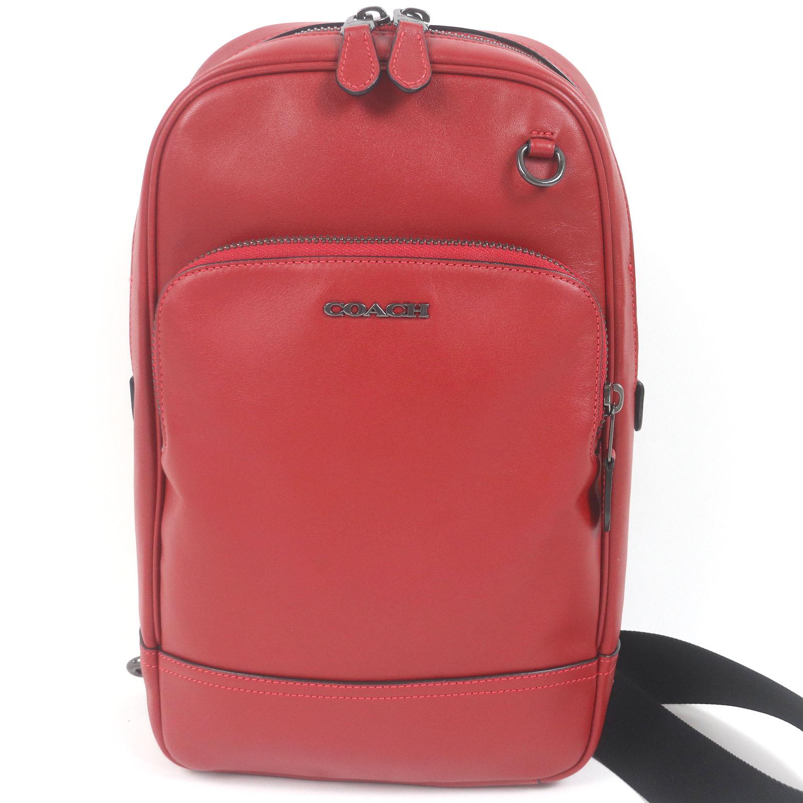 

Отличная сумка слинг COACH Graham Логотип Серебристый металл Красная кожа мужская C2931 Б/у